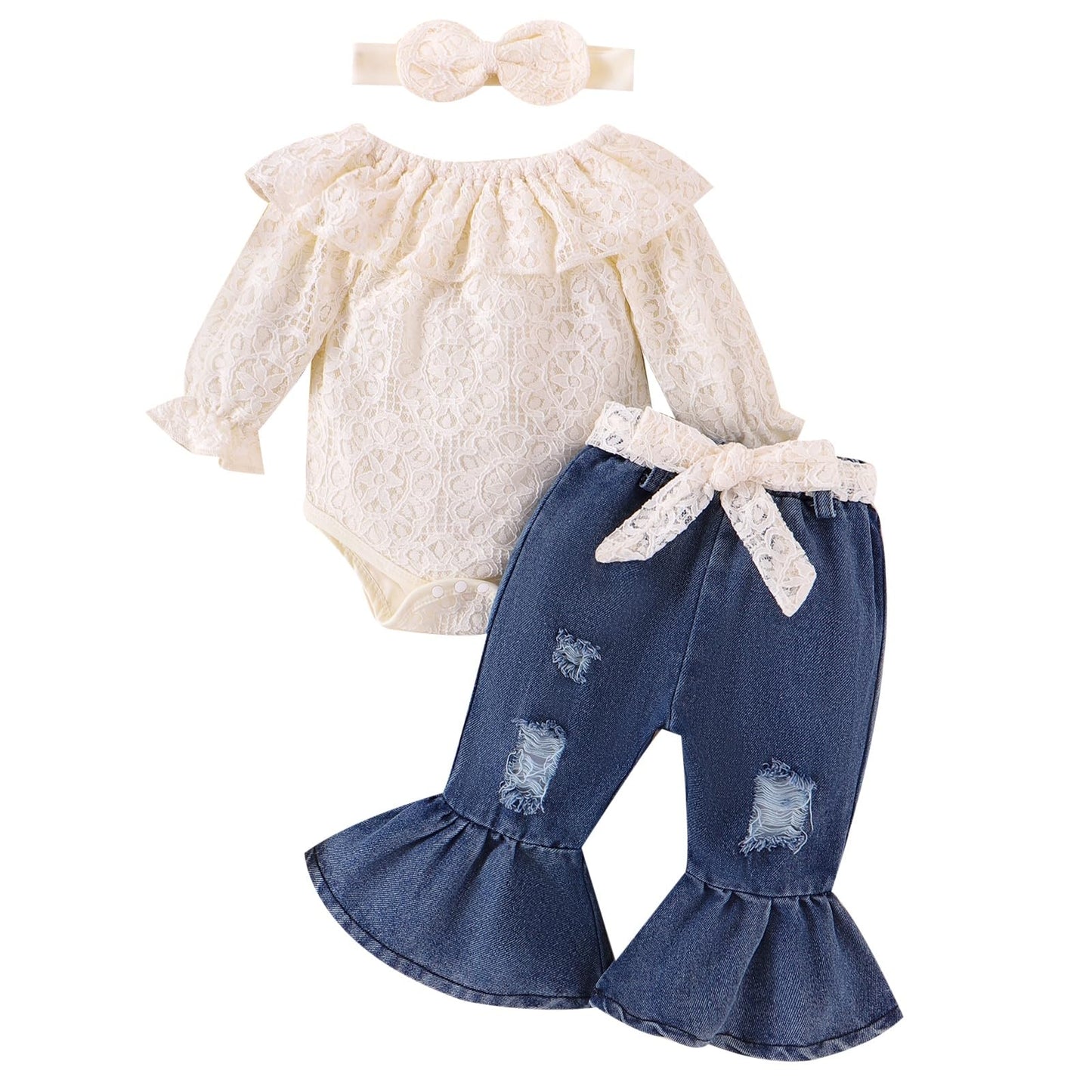 Baby Girl Romper Jeans Outfit