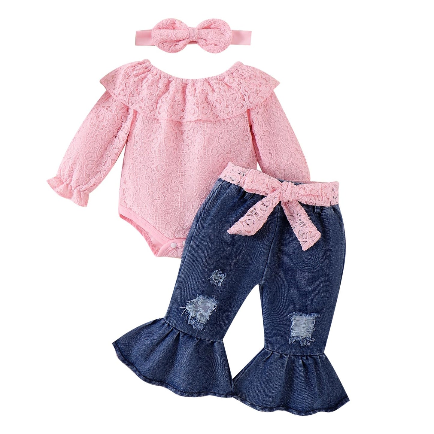 Baby Girl Romper Jeans Outfit