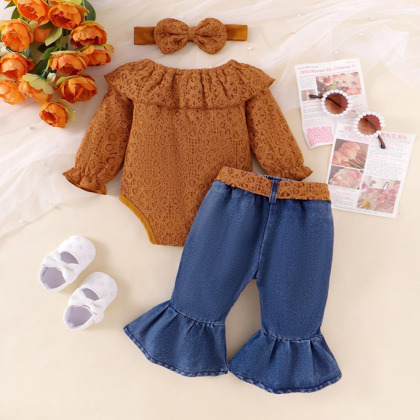 Baby Girl Romper Jeans Outfit