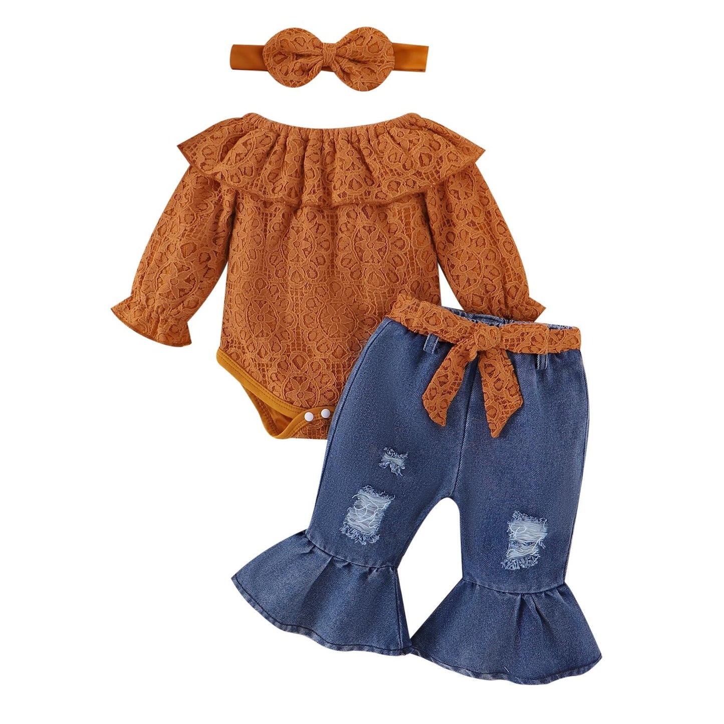 Baby Girl Romper Jeans Outfit