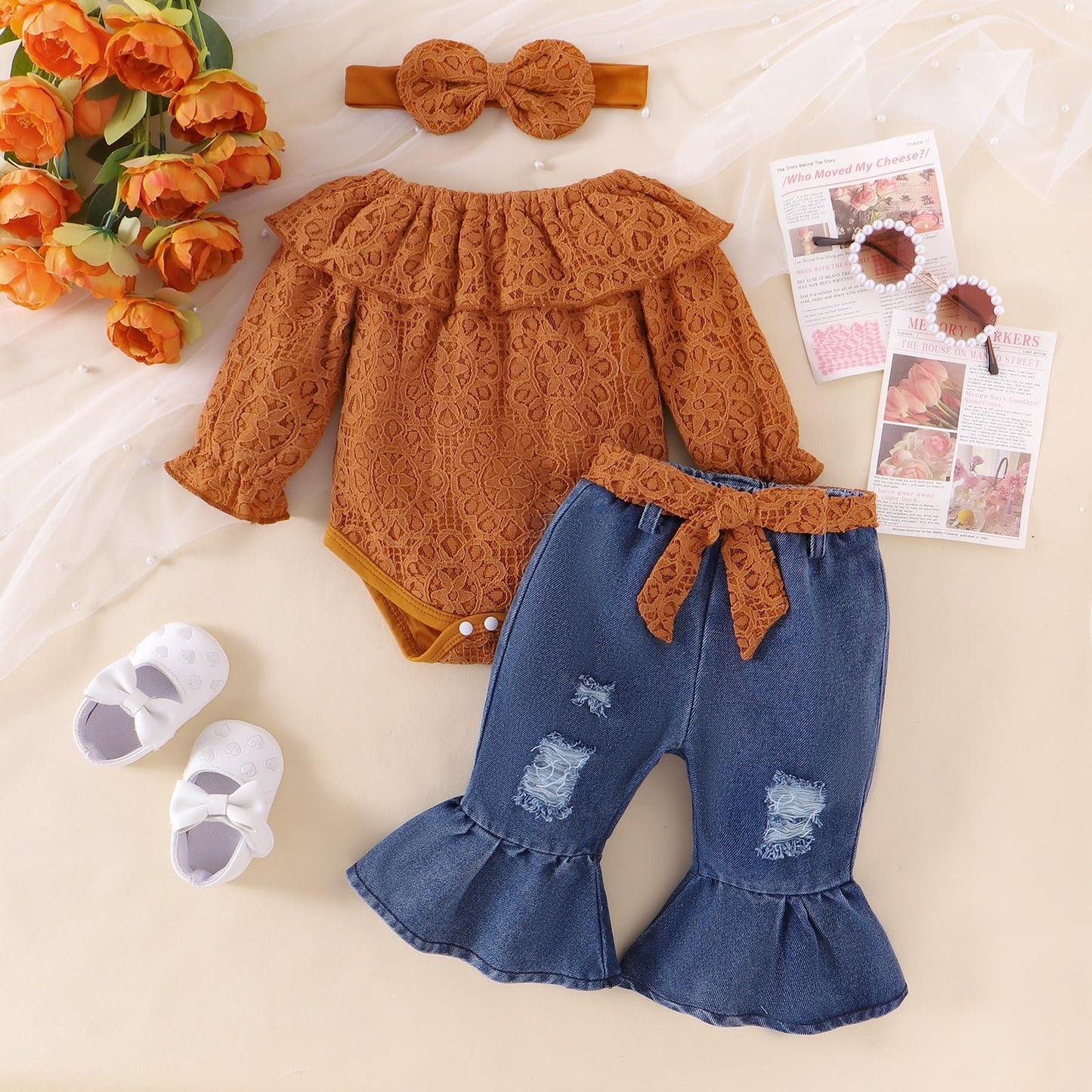 Baby Girl Romper Jeans Outfit